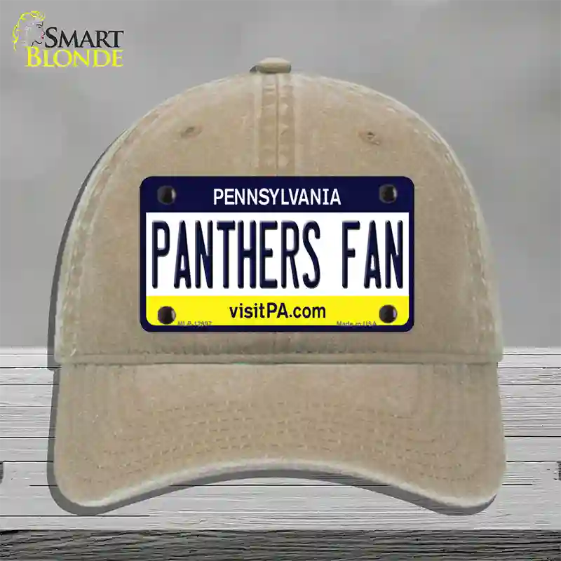 Panthers Fan Novelty License Plate Hat Unconstructed Cotton / Khaki