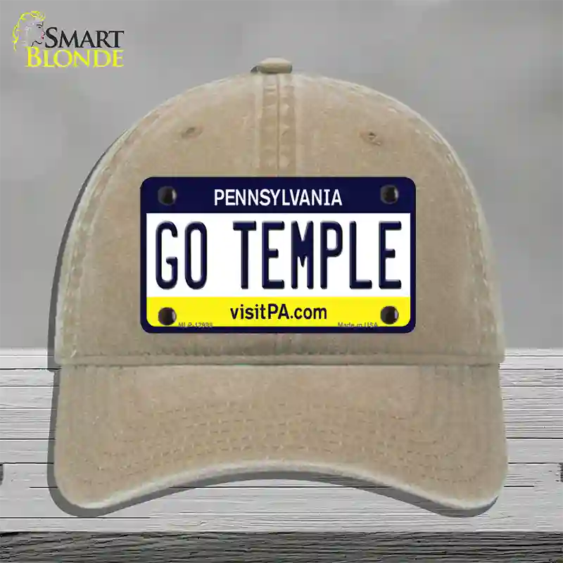 Go Temple Novelty License Plate Hat Unconstructed Cotton / Khaki