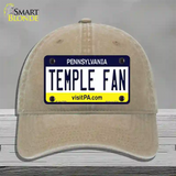 Temple Fan Novelty License Plate Hat Unconstructed Cotton / Khaki