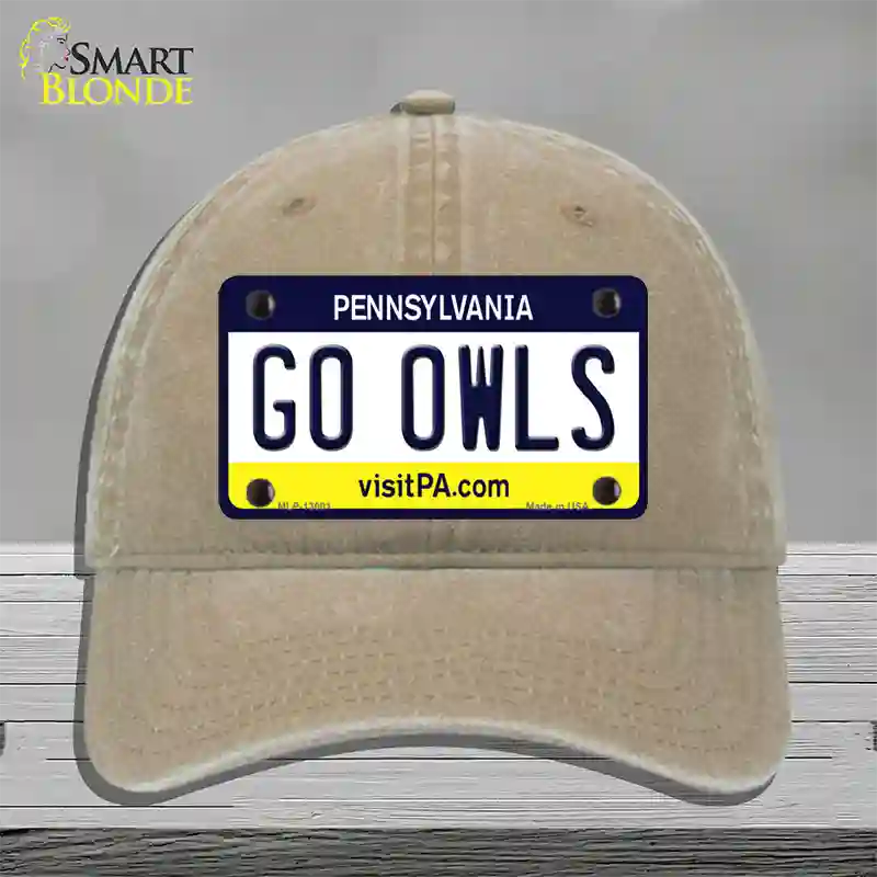 Go Owls Novelty License Plate Hat Unconstructed Cotton / Khaki