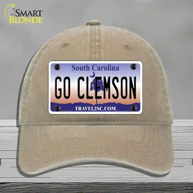 Go Clemson Novelty License Plate Hat Unconstructed Cotton / Khaki