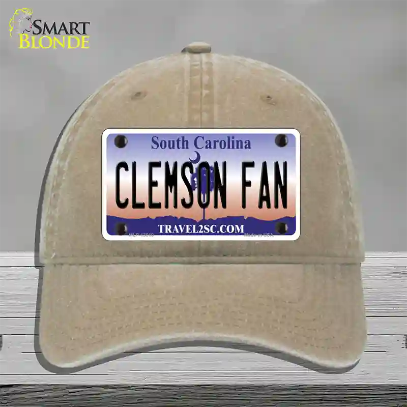 Clemson Fan Novelty License Plate Hat Unconstructed Cotton / Khaki