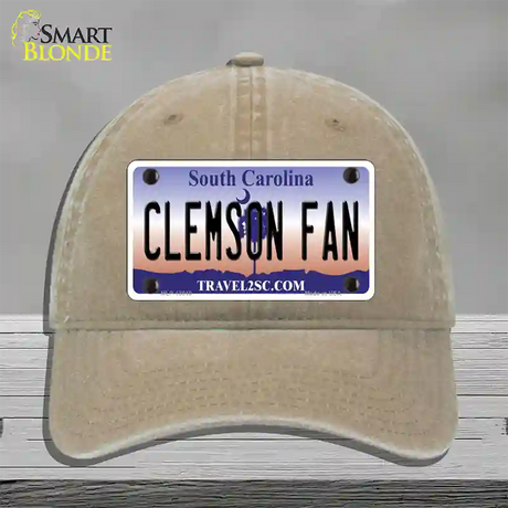 Clemson Fan Novelty License Plate Hat Unconstructed Cotton / Khaki