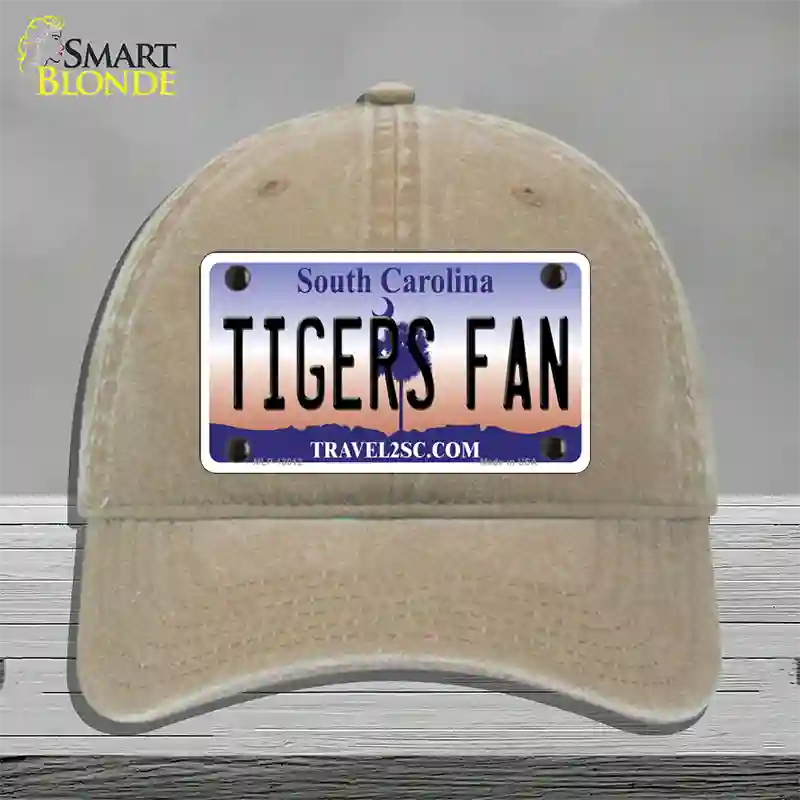 South Carolina Plate Tigers Fan Novelty License Plate Hat Unconstructed Cotton / Khaki