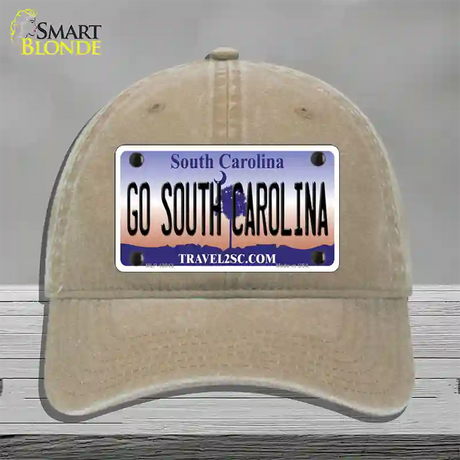 Go South Carolina Novelty License Plate Hat Unconstructed Cotton / Khaki