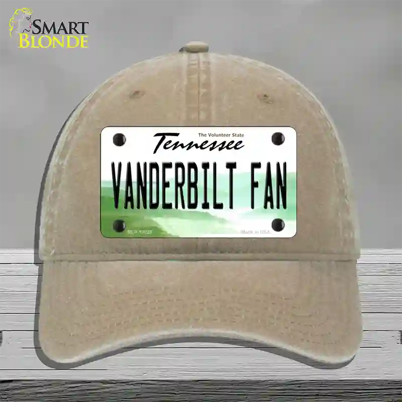 Vanderbilt Fan Novelty License Plate Hat Unconstructed Cotton / Khaki