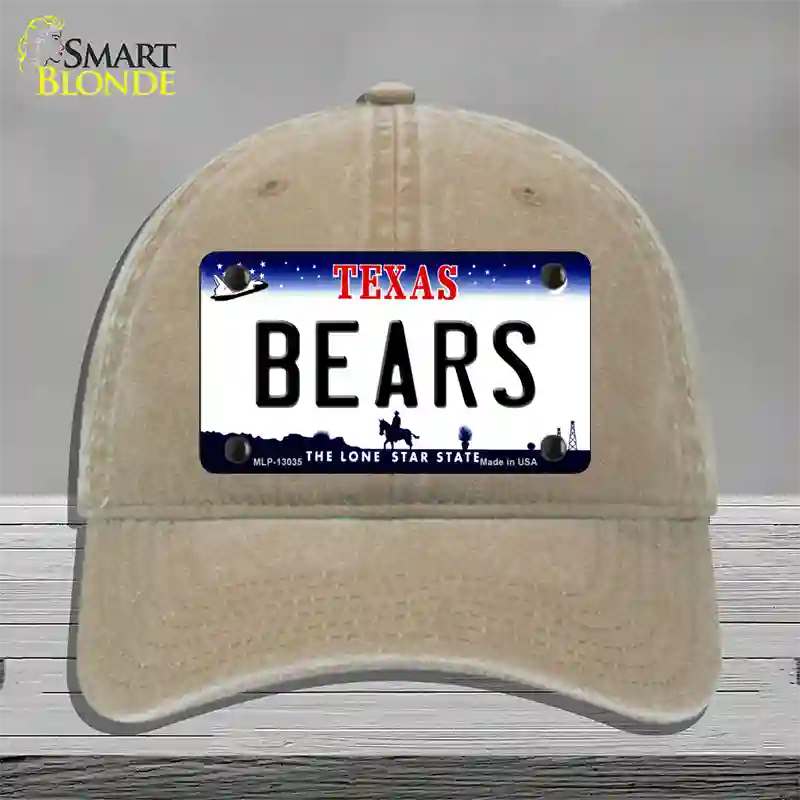 Bears Novelty License Plate Hat Unconstructed Cotton / Khaki