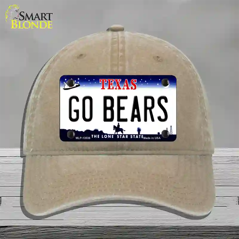 Go Bears Novelty License Plate Hat Unconstructed Cotton / Khaki