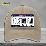 Houston Fan Novelty License Plate Hat Unconstructed Cotton / Khaki