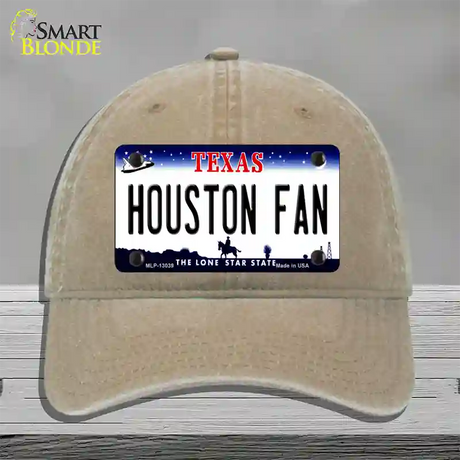 Houston Fan Novelty License Plate Hat Unconstructed Cotton / Khaki