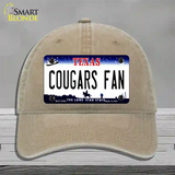 Cougars Fan Novelty License Plate Hat Unconstructed Cotton / Khaki