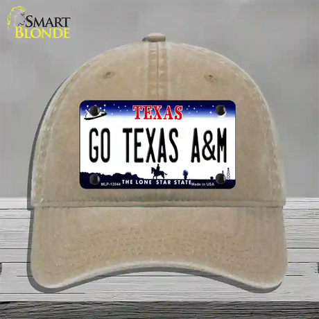 Go Texas A&M Novelty License Plate Hat Unconstructed Cotton / Khaki