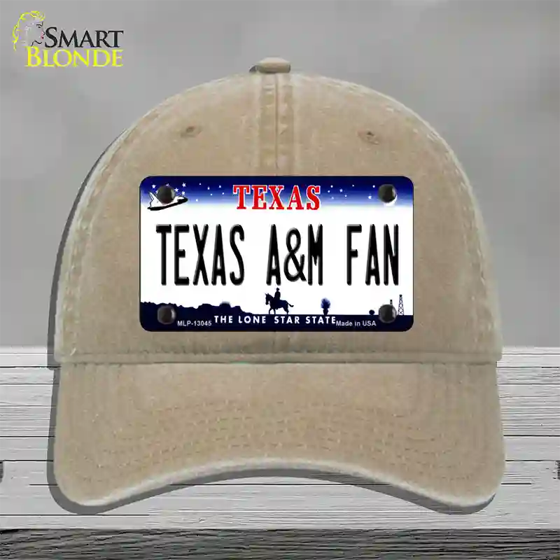 Texas A&M Fan Novelty License Plate Hat Unconstructed Cotton / Khaki