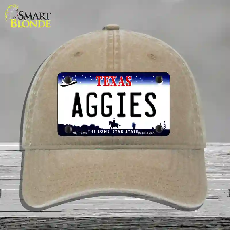 Aggies Texas Novelty License Plate Hat Unconstructed Cotton / Khaki