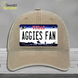 Aggies Fan Texas Novelty License Plate Hat Unconstructed Cotton / Khaki