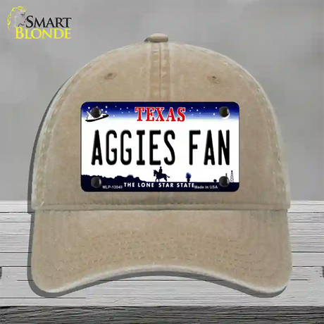 Aggies Fan Texas Novelty License Plate Hat Unconstructed Cotton / Khaki