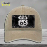 Route 66 Black & White Novelty License Plate Hat Unconstructed Cotton / Khaki