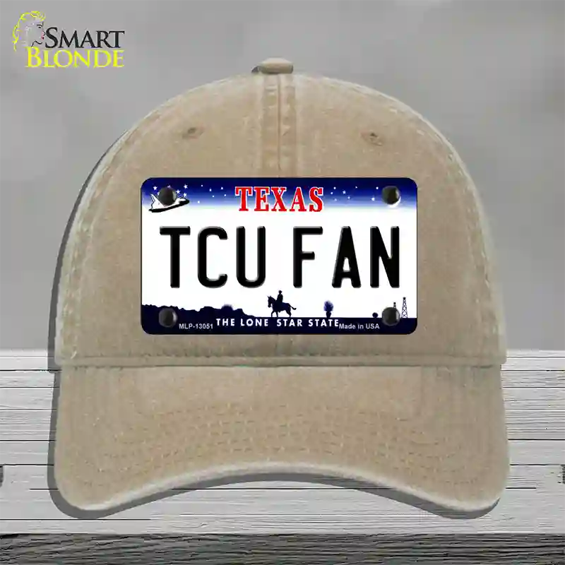 TCU Fan Novelty License Plate Hat Unconstructed Cotton / Khaki