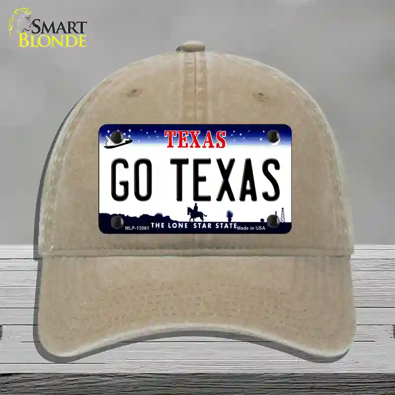 Go Texas Novelty License Plate Hat Unconstructed Cotton / Khaki