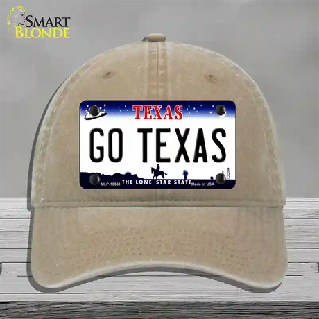 Go Texas Novelty License Plate Hat Unconstructed Cotton / Khaki