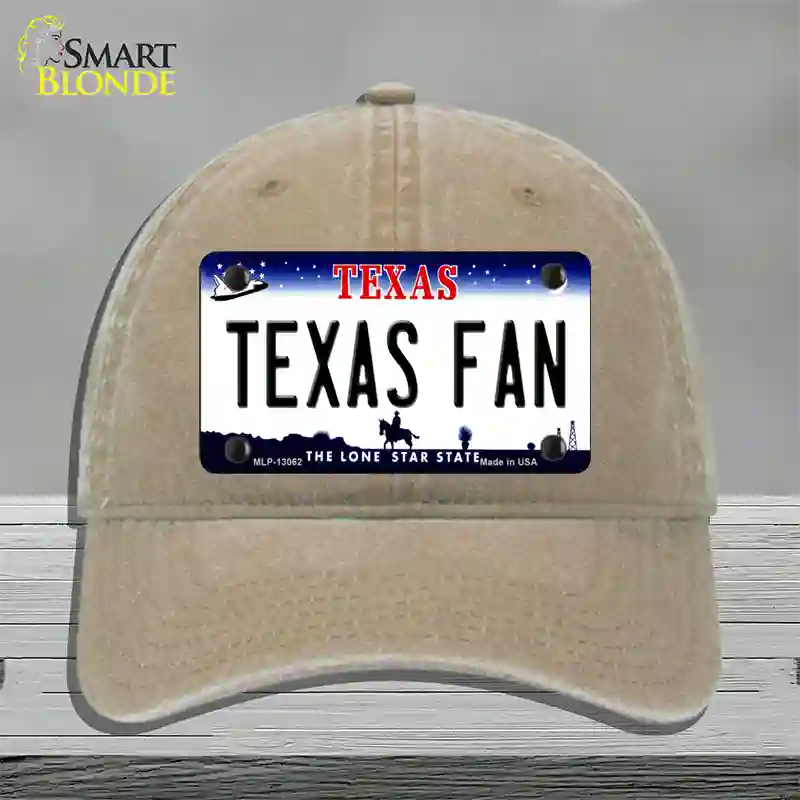 Texas Fan Novelty License Plate Hat Unconstructed Cotton / Khaki