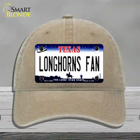 Longhorns Fan Novelty License Plate Hat Unconstructed Cotton / Khaki