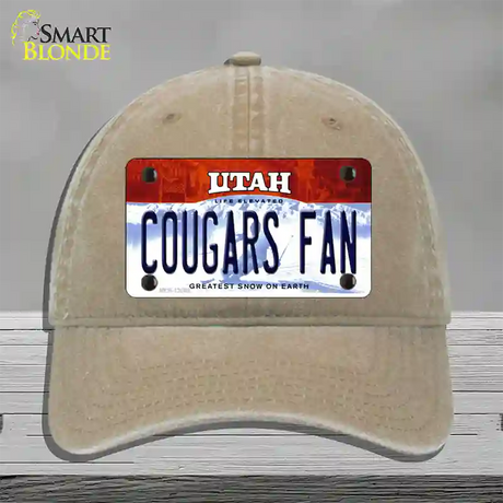 Cougars Fan Utah Novelty License Plate Hat Unconstructed Cotton / Khaki