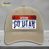 Go Utah Novelty License Plate Hat Unconstructed Cotton / Khaki