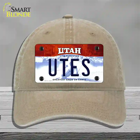 Utes Novelty License Plate Hat Unconstructed Cotton / Khaki