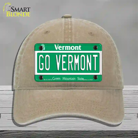 Go Vermont Novelty License Plate Hat Unconstructed Cotton / Khaki