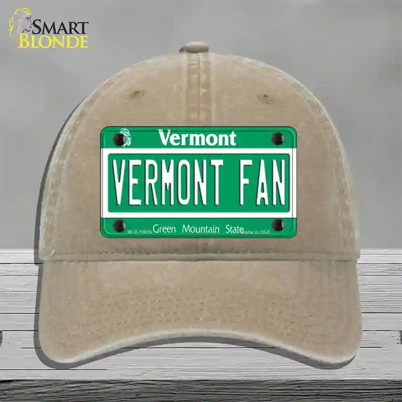 Vermont Fan Novelty License Plate Hat Unconstructed Cotton / Khaki