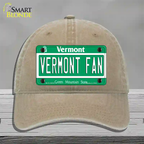 Vermont Fan Novelty License Plate Hat Unconstructed Cotton / Khaki