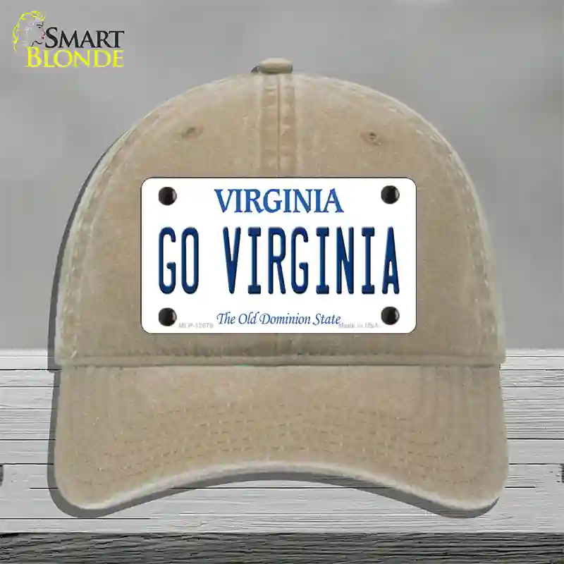 Go Virginia Novelty License Plate Hat Unconstructed Cotton / Khaki