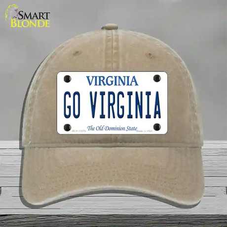 Go Virginia Novelty License Plate Hat Unconstructed Cotton / Khaki