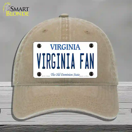 Virginia Fan Novelty License Plate Hat Unconstructed Cotton / Khaki