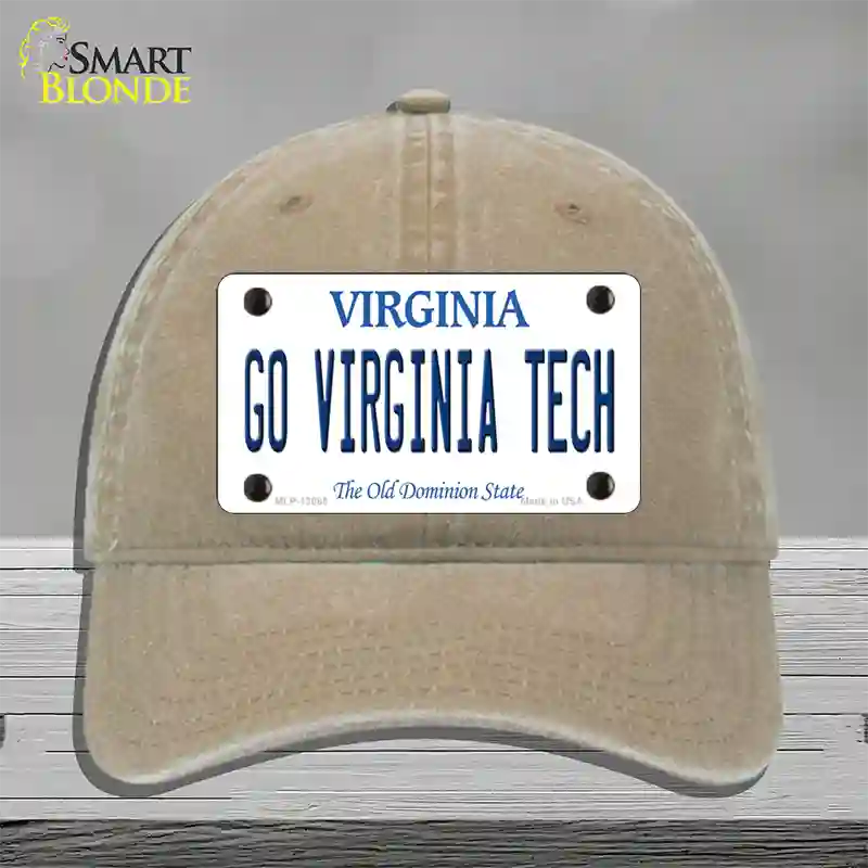 Go Virginia Tech Novelty License Plate Hat Unconstructed Cotton / Khaki