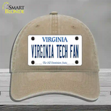 Virginia Tech Fan Novelty License Plate Hat Unconstructed Cotton / Khaki