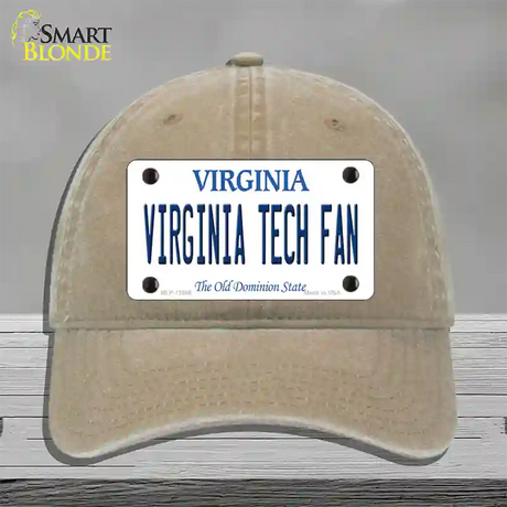 Virginia Tech Fan Novelty License Plate Hat Unconstructed Cotton / Khaki