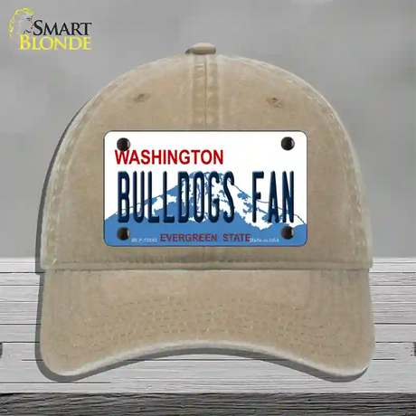 Bulldogs Fan Washington Novelty License Plate Hat Unconstructed Cotton / Khaki