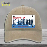 Go Washington Novelty License Plate Hat Unconstructed Cotton / Khaki