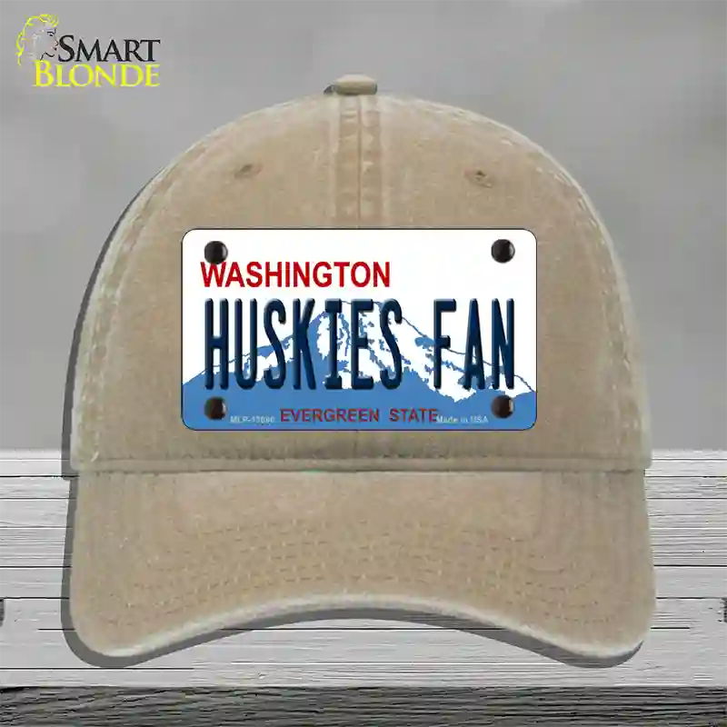 Huskies Fan Washington Novelty License Plate Hat Unconstructed Cotton / Khaki