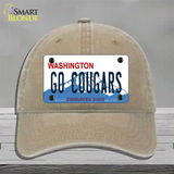 Go Cougars Washington Novelty License Plate Hat Unconstructed Cotton / Khaki