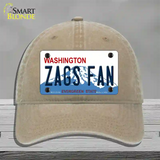 Zags Fan Novelty License Plate Hat Unconstructed Cotton / Khaki