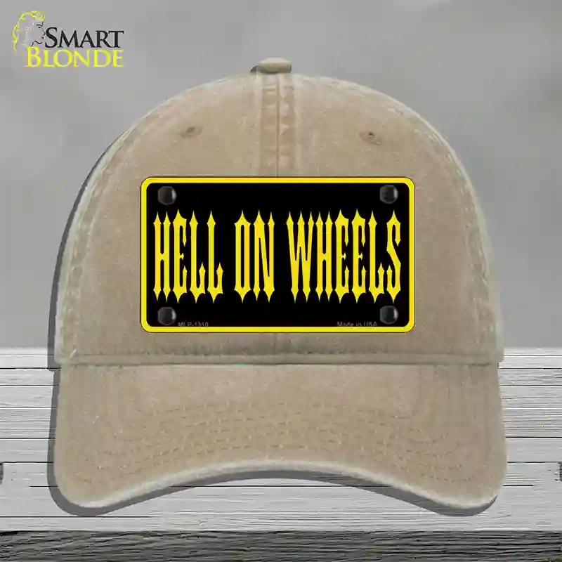 Hell On Wheels Novelty License Plate Hat Unconstructed Cotton / Khaki