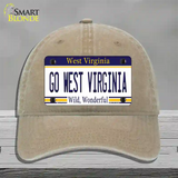 Go West Virginia Novelty License Plate Hat Unconstructed Cotton / Khaki