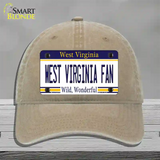 West Virginia Fan Novelty License Plate Hat Unconstructed Cotton / Khaki