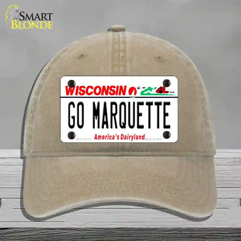 Go Marquette Novelty License Plate Hat Unconstructed Cotton / Khaki