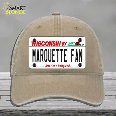 Marquette Fan Novelty License Plate Hat Unconstructed Cotton / Khaki