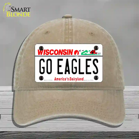 Go Eagles Wisconsin Novelty License Plate Hat Unconstructed Cotton / Khaki