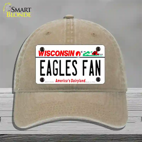 Eagles Fan Wisconsin Novelty License Plate Hat Unconstructed Cotton / Khaki